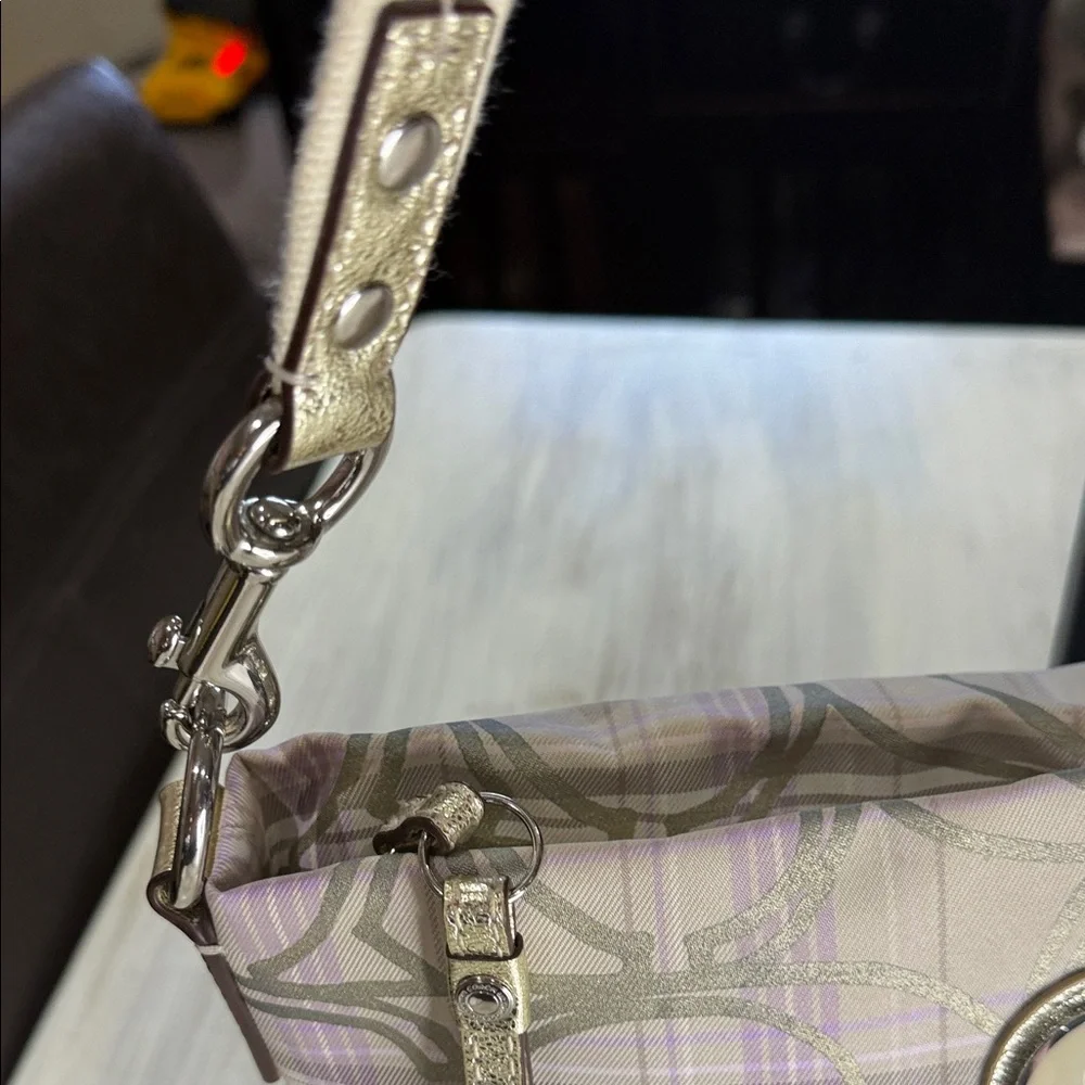 Coach Plaid Beige and Lavender Crossbody Bag